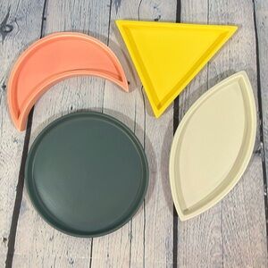 imm Living Small Serving Trinket Colorful Contemporary Porcelain Totem Trays